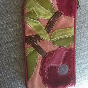 Coach leather and suede wristlet